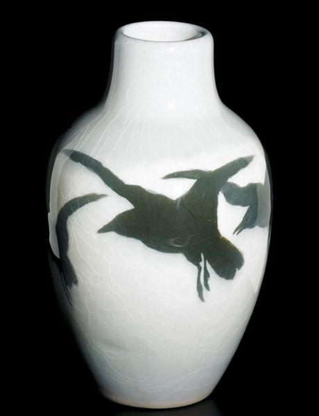 Appraisal: ROOKWOOD Iris glaze vase painted by E T Hurley with