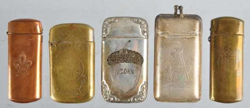 Appraisal: Lot of Assorted Match Safes Description Includes one Anheuser-Busch match