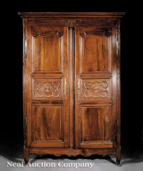 Appraisal: A Transitional Louis XV-XVI Carved Fruitwood Armoire late th c