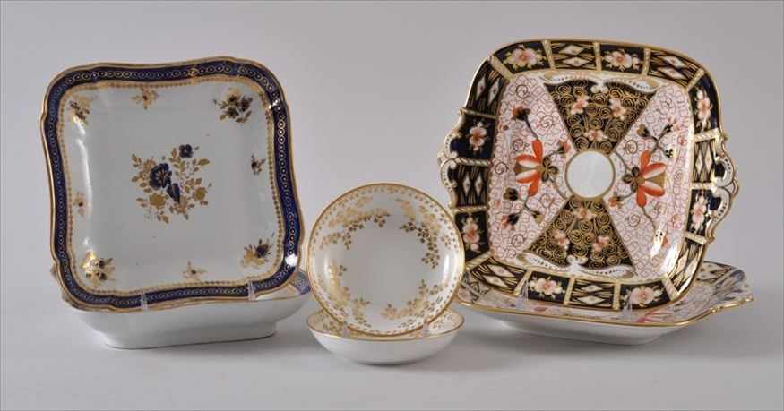 Appraisal: TWO PAIRS OF ENGLISH PORCELAIN ANGULAR CAKE PLATES AND TWO