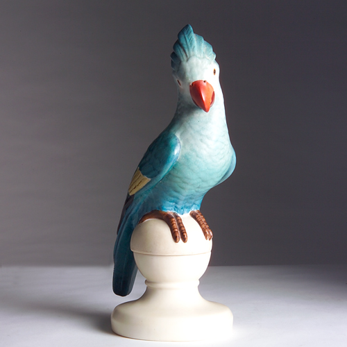 Appraisal: FULPER teal cockatoo lamp Very minor glaze loss to tip