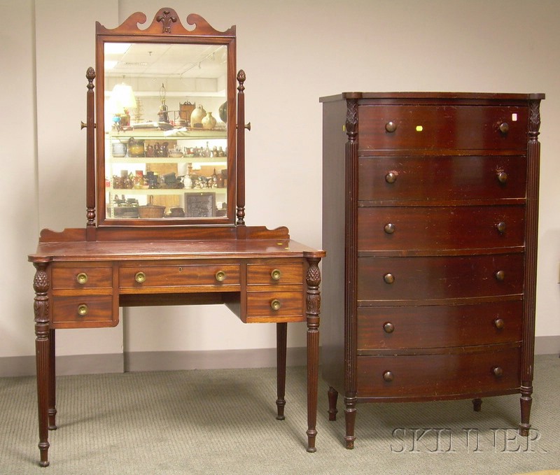 Appraisal: Colonial Revival Carved Mahogany Tall Chest and an Irving Casson