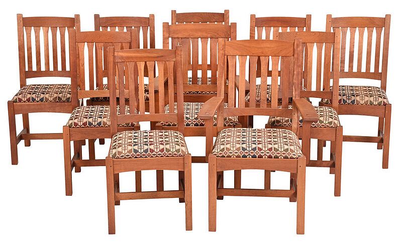 Appraisal: Set of Ten Contemporary Stickley Dining Chairs branded marks and