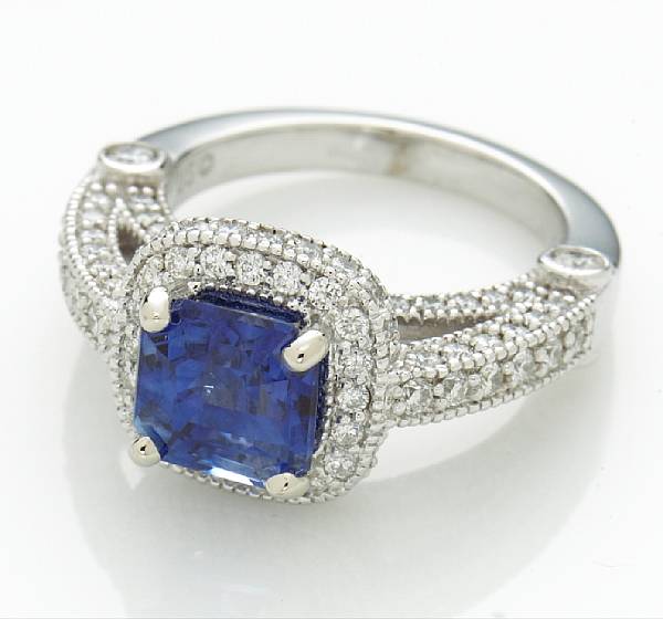 Appraisal: A sapphire and diamond ring sapphire approximately carats estimated total