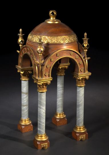 Appraisal: Italian Brass-Mounted Beechwood and Marble Votive Baldacchino first quarter th