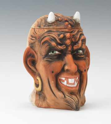 Appraisal: Devil Character Figural Head Humidor by Ernst Bohne Sons Germany