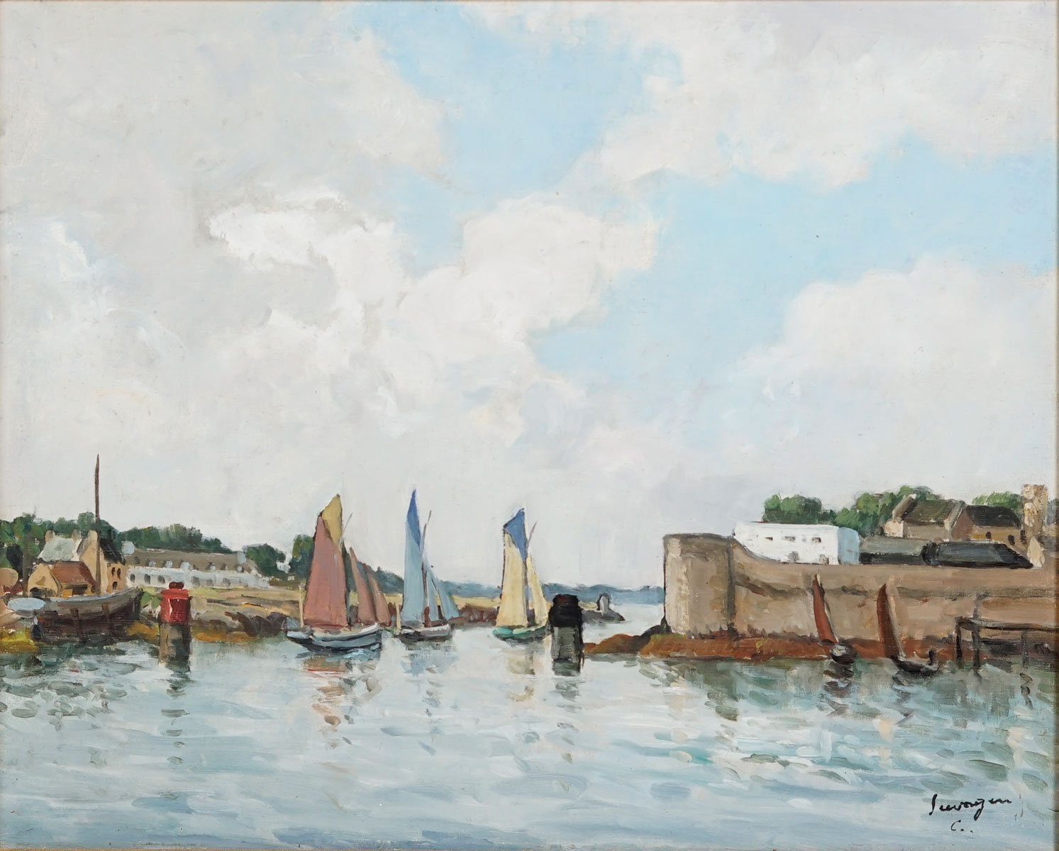 Appraisal: SEEVAGEN Lucien French - European Harbor Scene Oil Canvasboard ''