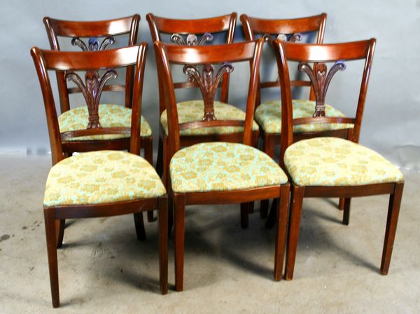 Appraisal: Set of six circa s s mahogany chairs with carved