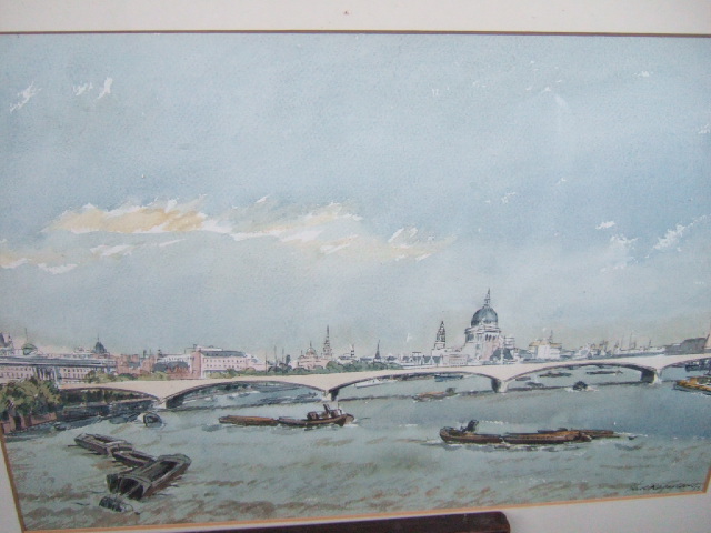 Appraisal: Attributed to Karl Hagedorn BRITISH - Waterloo Bridge watercolour and