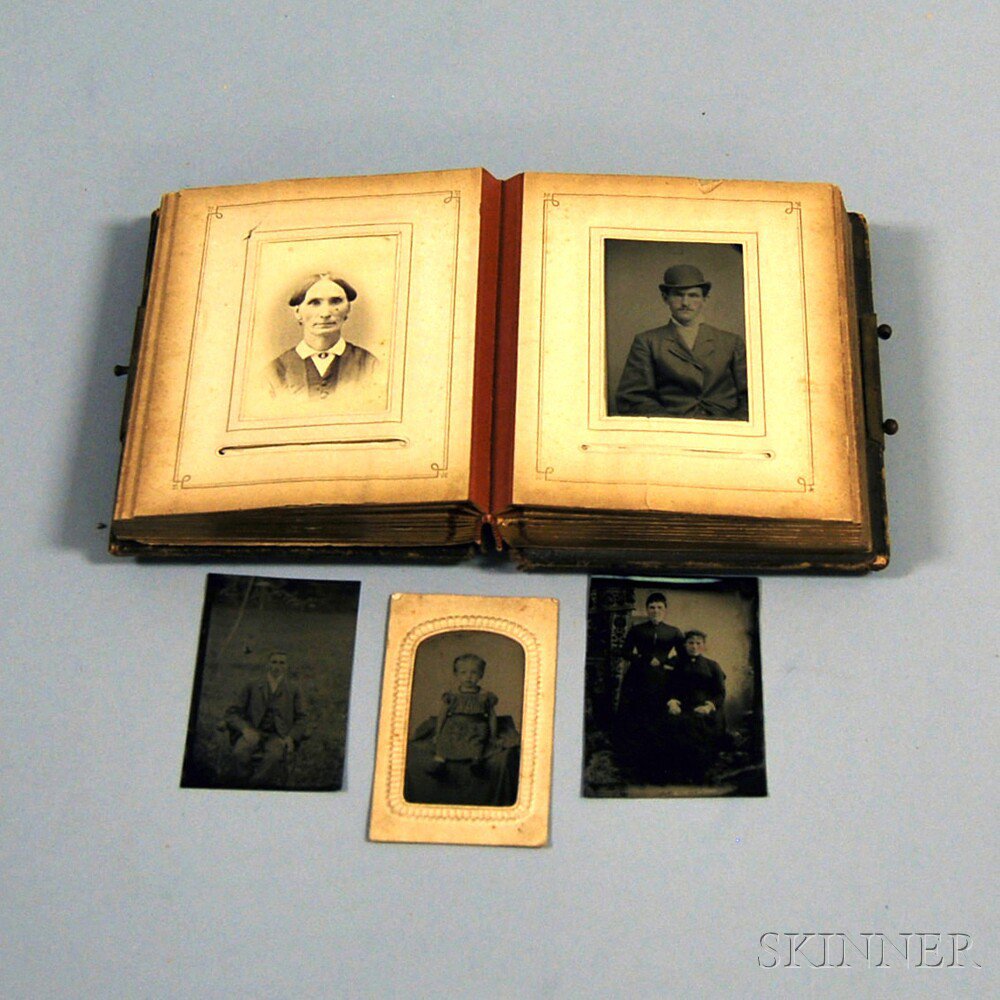 Appraisal: Victorian Photo Album with Tintypes Cartes-de-visite and Other Early Photography