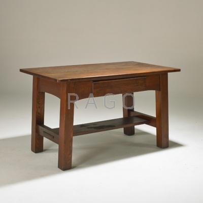 Appraisal: LIMBERT Single-drawer library table with integrated writing surface and inkwell