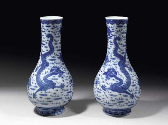 Appraisal: PAIR OF VASES China th th century H cm Fine