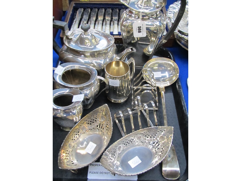 Appraisal: Tray lot of EP - piece tea service ladle toastracks