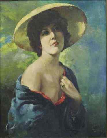 Appraisal: TUROCZY O C Woman in Yellow Hat Signed and dated