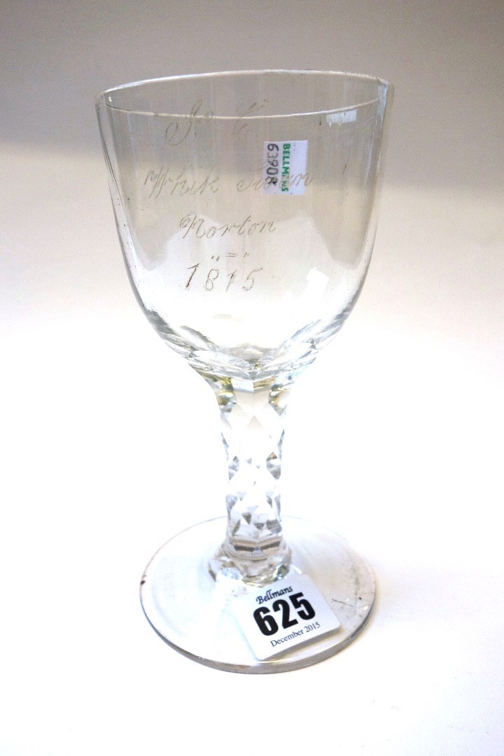 Appraisal: An English wine glass circa the large ogee bowl presentation