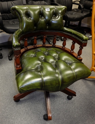 Appraisal: quality Leather chesterfield revolving office chair