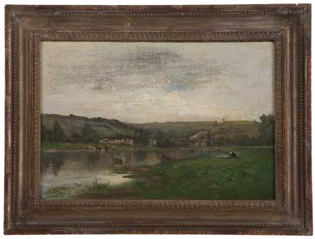 Appraisal: CHARLES-FRAN OIS DAUBIGNY French - L'Abreuvoir Oil on canvas x