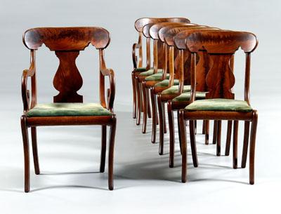 Appraisal: Set eight Gothic Revival style chairs each with mahogany veneered