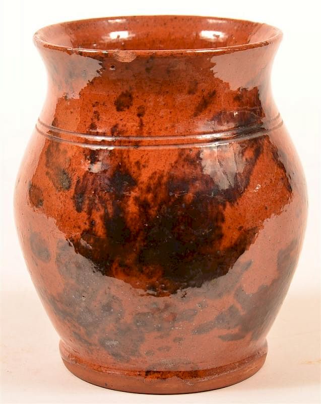 Appraisal: th Century Mottle Glazed Redware storage Jar th Century Mottle