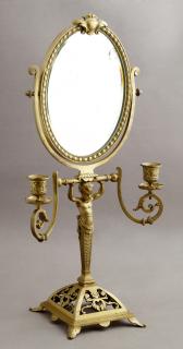 Appraisal: Renaissance Style Bronze Dressing Mirror late t Renaissance Style Bronze