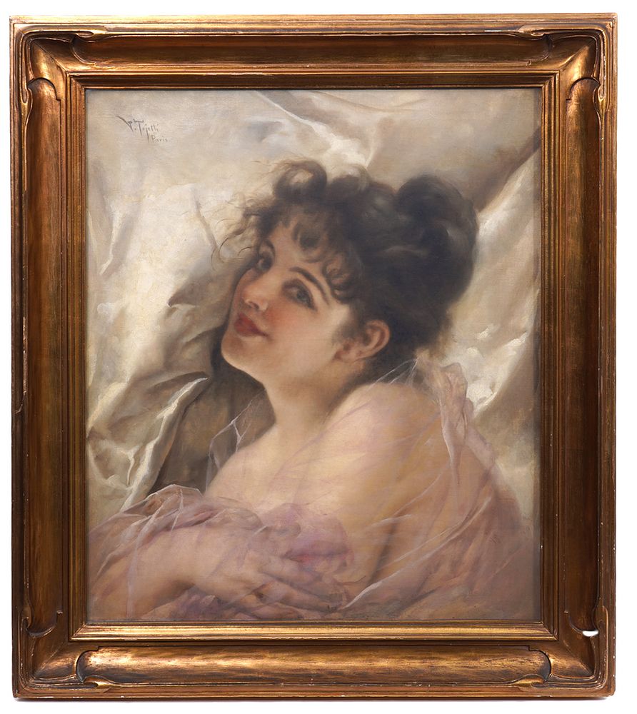 Appraisal: Virillio Tojetti 'Young Woman' Oil on Canvas Virillo Tojetti Italy