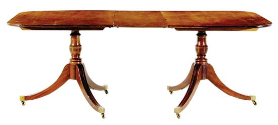 Appraisal: Regency style mahogany double-pedestal dining table th century rectangular top