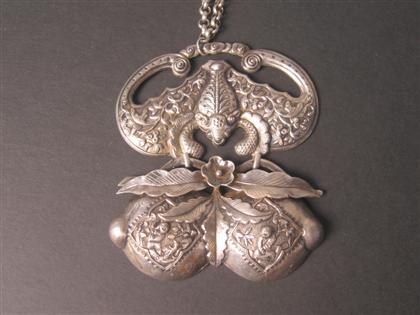 Appraisal: Chinese silver pendant late qing early republic period Pressed pendant