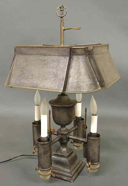 Appraisal: Tin oil lamp converted to electricity h