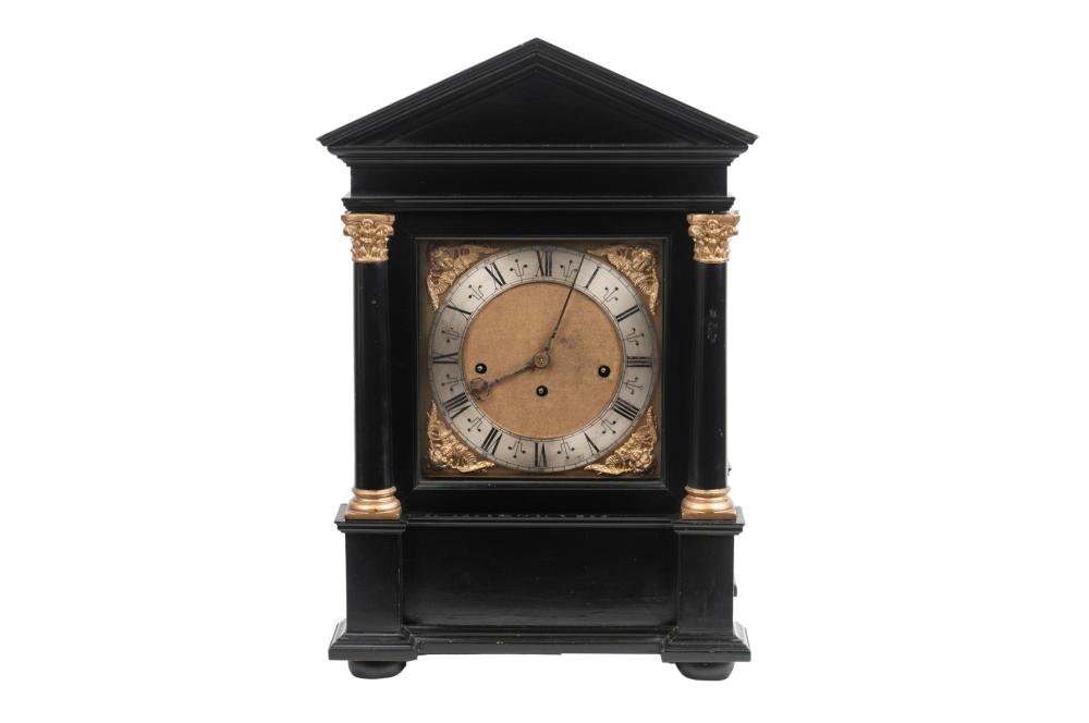 Appraisal: ENGLISH EBONIZED MANTEL CLOCKJohn Bowen London circa chiming clock on