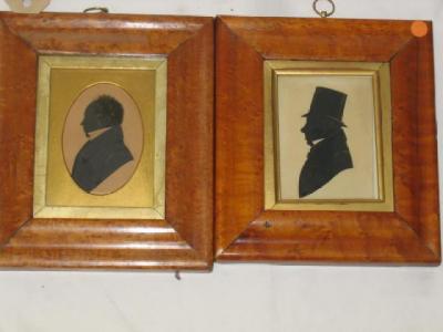 Appraisal: ENGLISH SCHOOL Silhouette portrait of th century gentleman in top