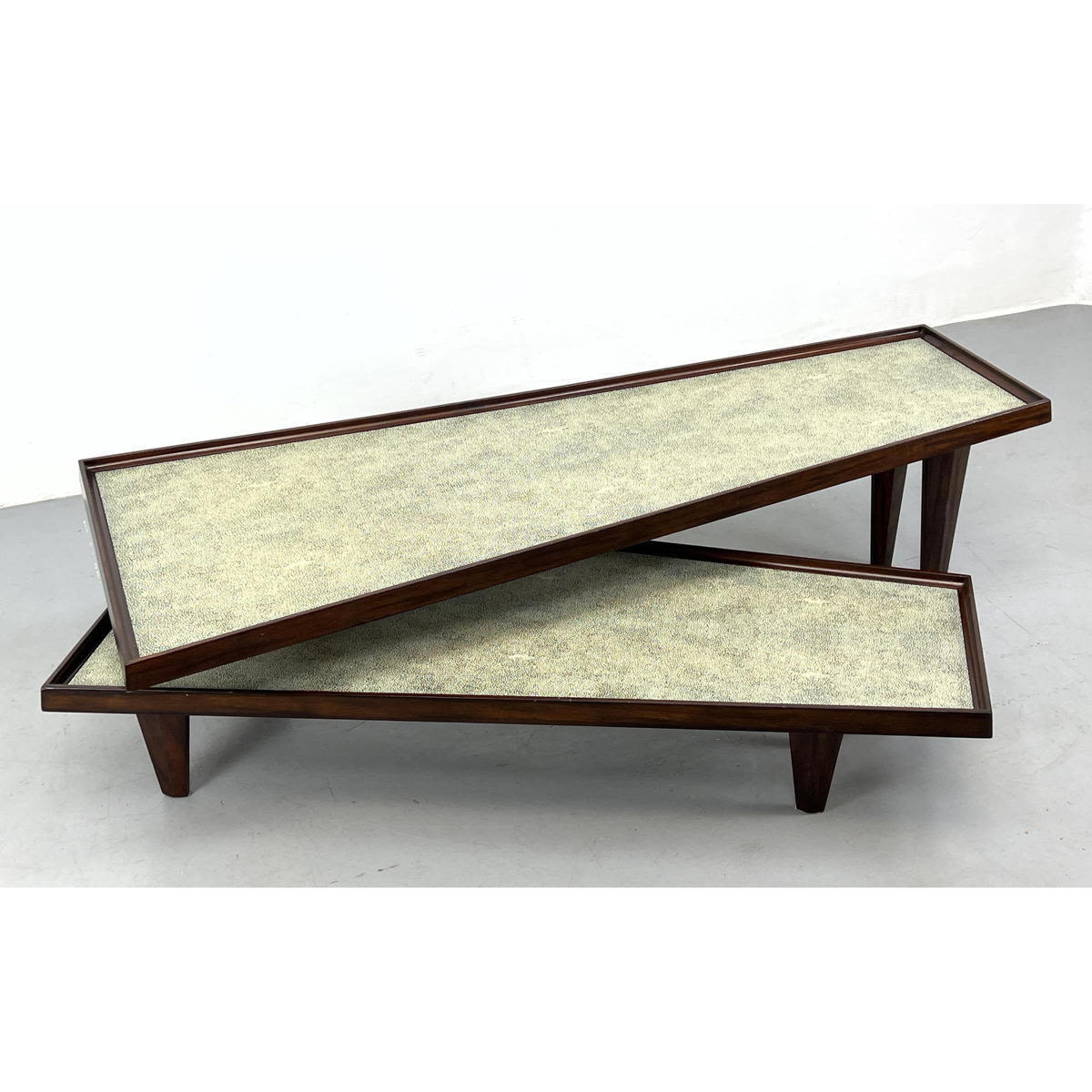 Appraisal: Decorator Global Views Swing Base Coffee Table Faux Shagreen Shorter