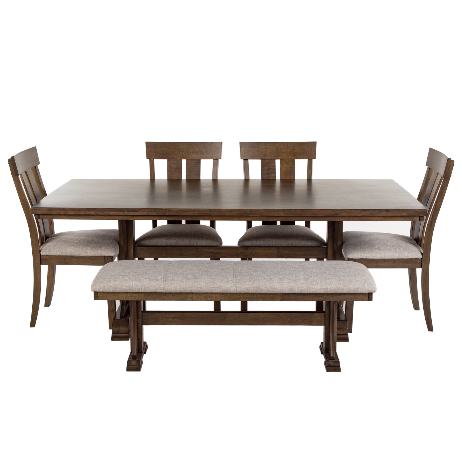 Appraisal: CONTEMPORARY SIX-PIECE DINING SET st century set comprises trestle base