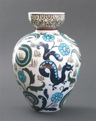 Appraisal: A Burmantoft's Faience Persian vase by Leonard King design painted