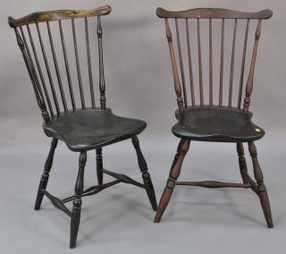 Appraisal: Pair of fan back Windsor side chairs with bold turnings