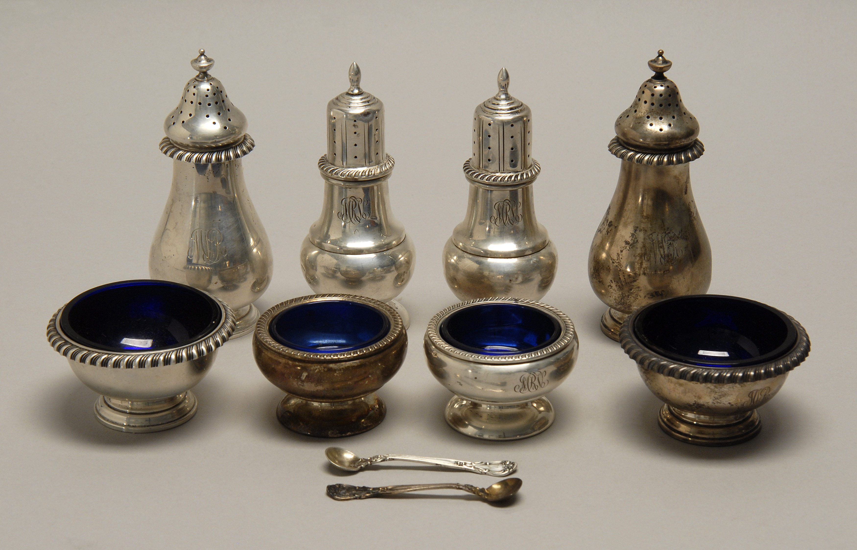 Appraisal: TWO AMERICAN STERLING SILVER SALT PEPPER SETS th CenturyOne Gorham