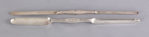 Appraisal: Two New York silver marrow scoops ca bearing the touches