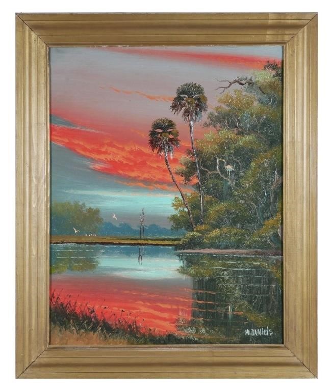 Appraisal: WILLIE DANIELS HIGHWAYMEN LANDSCAPE PAINTINGWillie Daniels b Highwaymen painting on