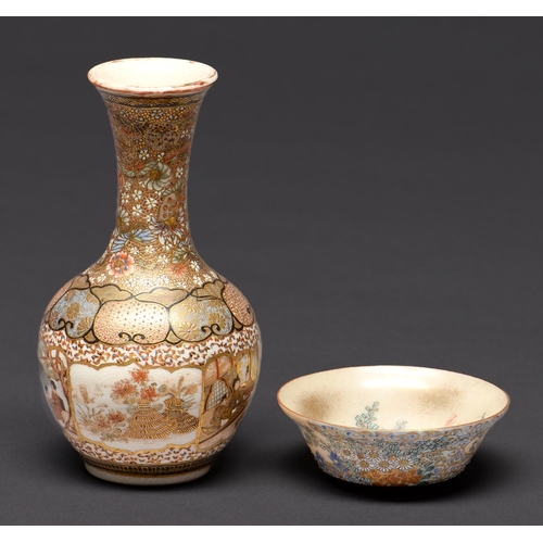 Appraisal: A Japanese miniature Satsuma vase and Kutani bowl Meiji period