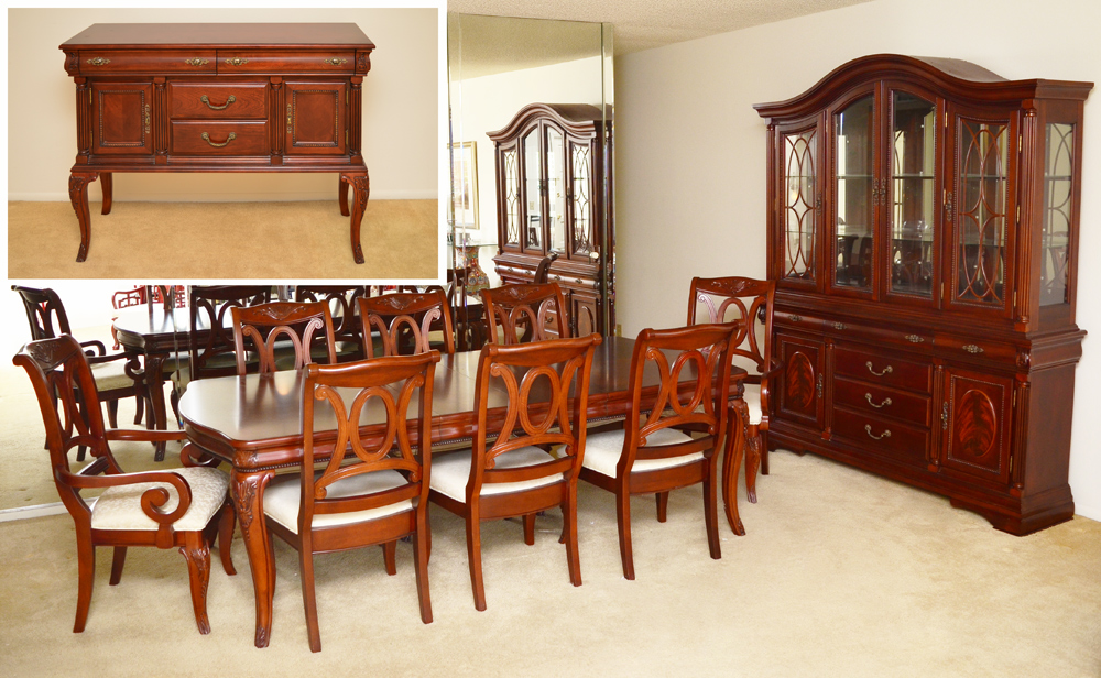 Appraisal: ELEGANT DINING SUITE Contemporary made in China pieces total to