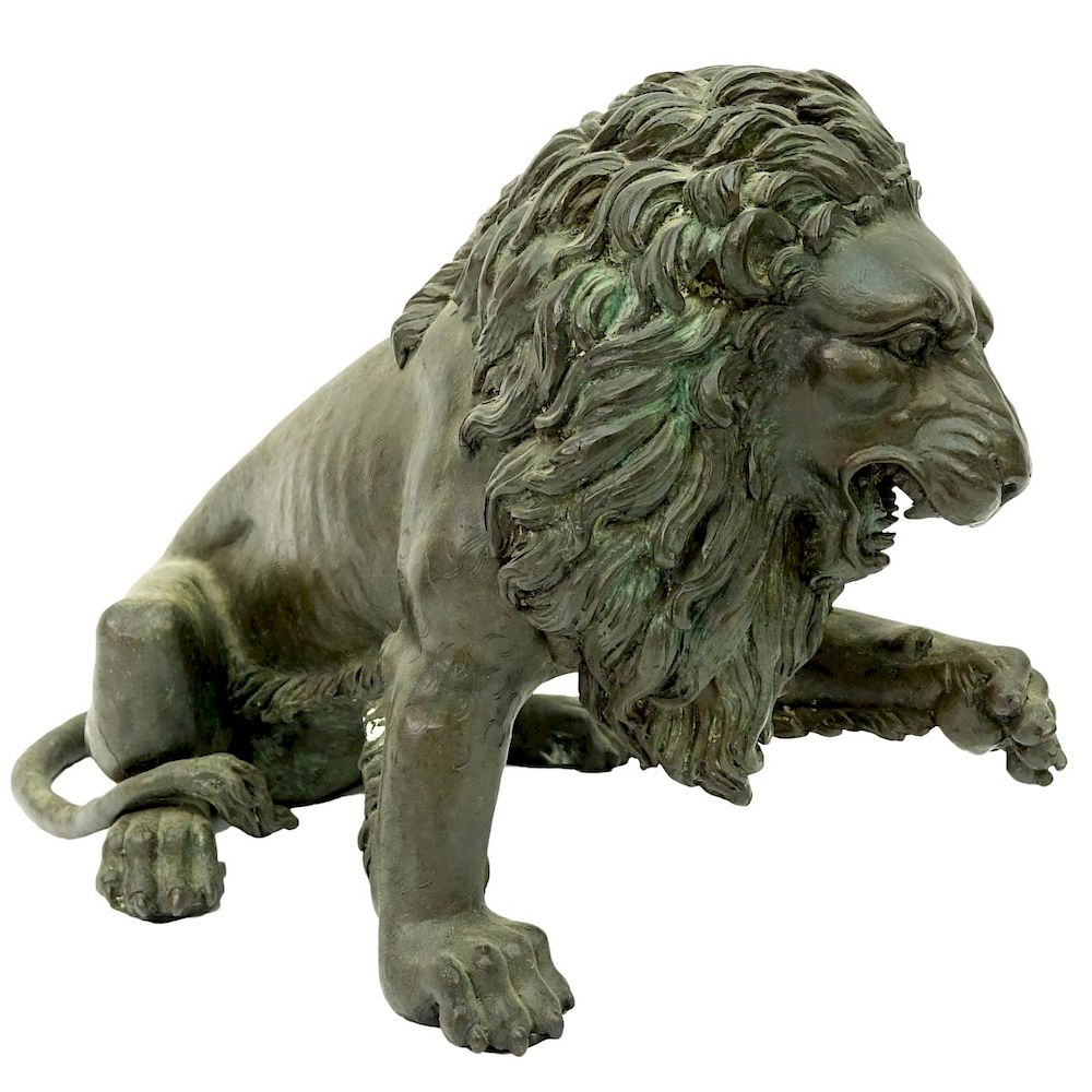 Appraisal: Modern Bronze Sculpture of a Lion Modern Bronze Sculpture of