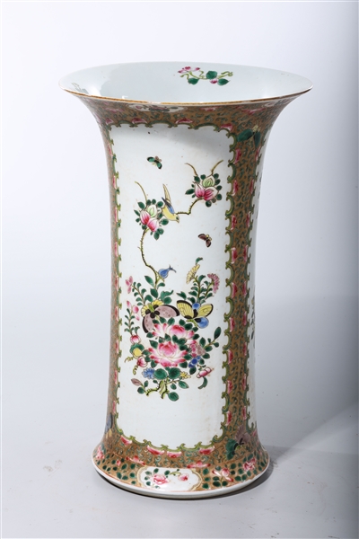 Appraisal: Chinese enameled porcelain gu-form vase with flower bird and butterfly