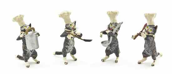 Appraisal: A Set of Four Austrian Cold Painted Bronze Animalier Figures