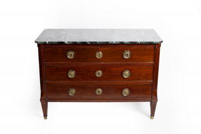 Appraisal: A Continental walnut marble top commode of two short over