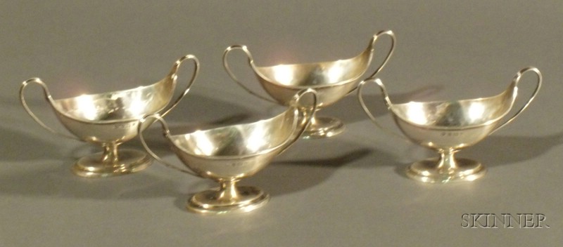 Appraisal: Set of Four Edward VII Silver Open Salts Birmingham WB