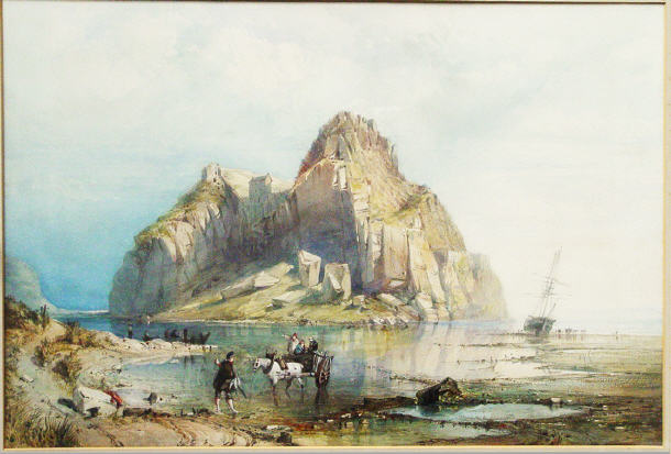 Appraisal: Watercolour of a landscape scene with figures in the foreground