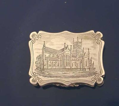 Appraisal: A Victorian engraved 'castletop' vinaigrette with a view of Worcester