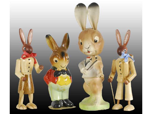 Appraisal: Lot of German Wood Paper Mache Rabbits Description T pair