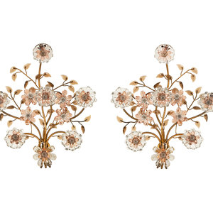 Appraisal: A Pair of Continental Glass Flowerhead and Gilt Metal Sconces