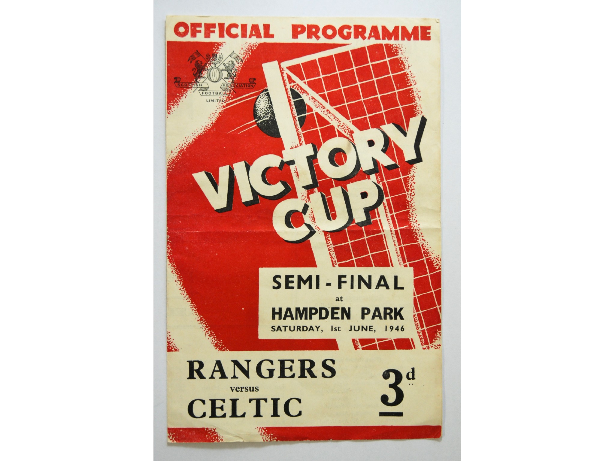 Appraisal: Rangers v Celtic Victory Cup semi-final match programme Scotland v