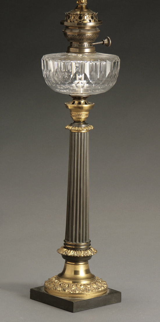 Appraisal: Louis Philippe Ormolu Bronze and Cut Glass Lamp Second Quarter